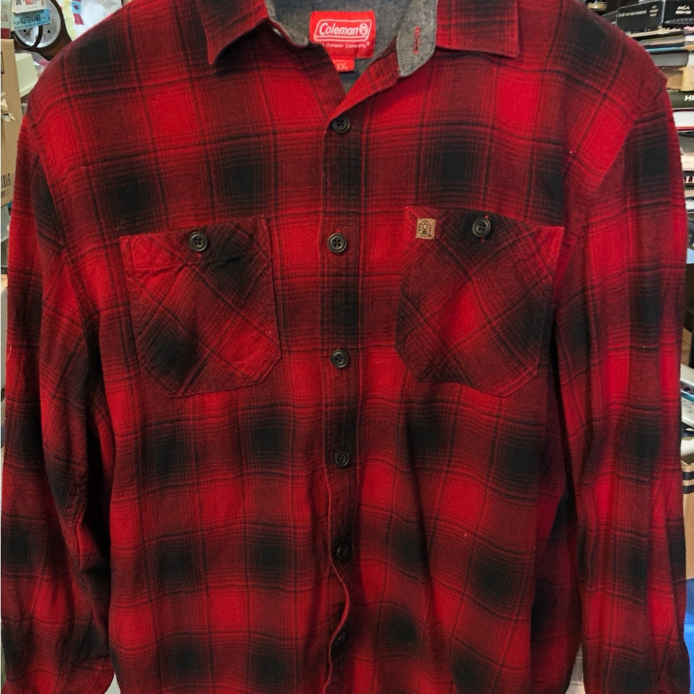 Coleman Men's Red and Black Plaid Button Down Shirt